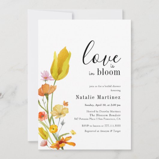 Liefde is in Bloom Spring Wildflower Vrijgezellenf Kaart (Voorkant)