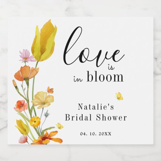 Liefde is in Bloom Spring Wildflower Vrijgezellenf Likeurfles Etiket (Enkel label)