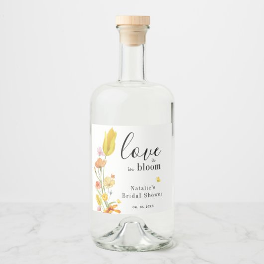 Liefde is in Bloom Spring Wildflower Vrijgezellenf Likeurfles Etiket (Voorkant)