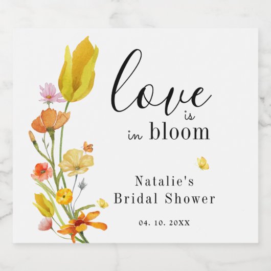 Liefde is in Bloom Spring Wildflower Vrijgezellenf Sparkling Wijnetiket (Enkel label)