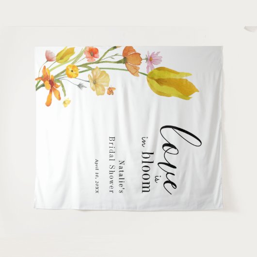 Liefde is in Bloom Spring Wildflower Vrijgezellenf Wandkleed (Voorkant (horizontaal))