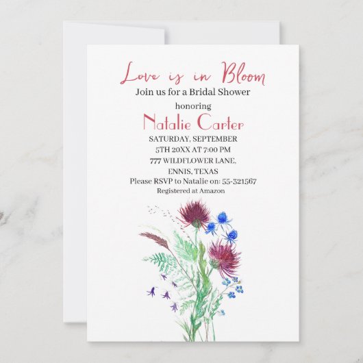 Liefde is in Bloom Thistle Floral Vrijgezellenfees Kaart (Voorkant)