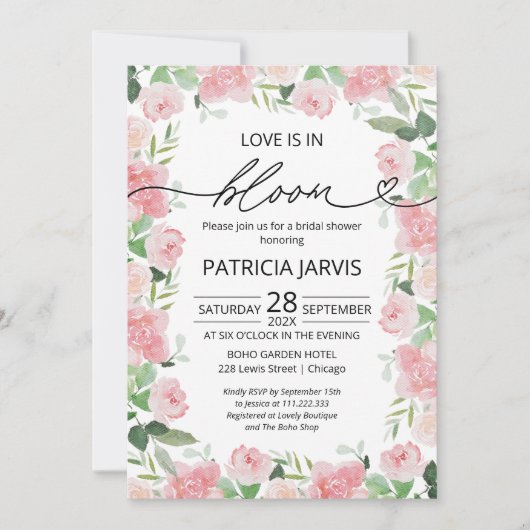 Liefde is in Bloom Vrijgezellenfeest Blush Bloemen Kaart (Voorkant)