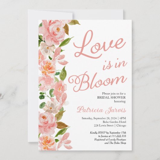 Liefde is in Bloom Vrijgezellenfeest Blush Bloemen Kaart (Voorkant)