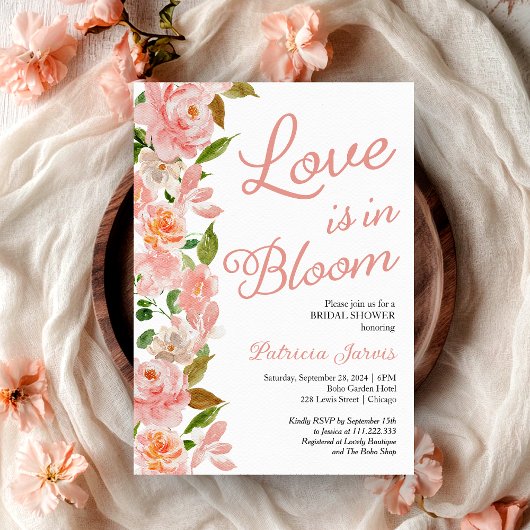 Liefde is in Bloom Vrijgezellenfeest Blush Bloemen Kaart