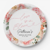 Liefde is in Bloom Vrijgezellenfeest Blush Bloemen Papieren Bordje (Voorkant)