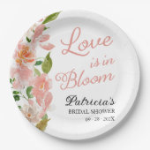 Liefde is in Bloom Vrijgezellenfeest Blush Bloemen Papieren Bordje (Voorkant)