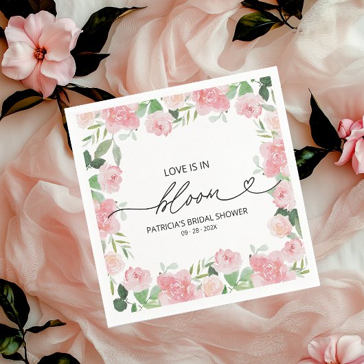 Liefde is in Bloom Vrijgezellenfeest Blush Bloemen Servet