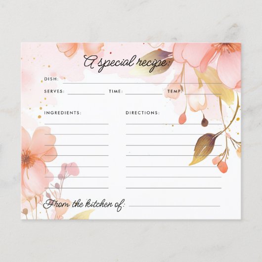 Liefde is in Bloom Vrijgezellenfeest Recept Kaart (Voorkant)