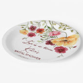 Liefde is in bloom-vrijgezellenfeest van gebotterd papieren bordje (Gekanteld)