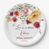 Liefde is in bloom-vrijgezellenfeest van gebotterd papieren bordje (Voorkant)