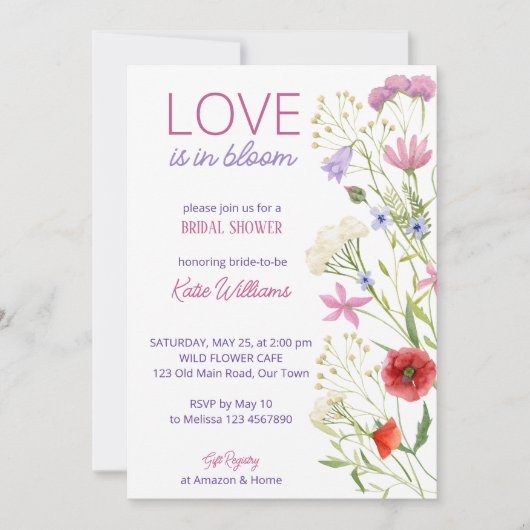 Liefde is in bloom vrijgezellenfeest wildbloemen kaart (Voorkant)