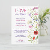 Liefde is in bloom vrijgezellenfeest wildbloemen kaart (Staand voorkant)