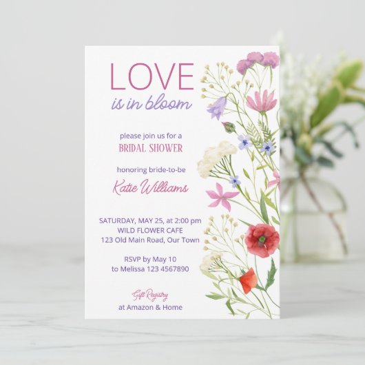 Liefde is in bloom vrijgezellenfeest wildbloemen kaart (Staand voorkant)