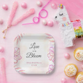 Liefde is in Bloom Waterverf Bloemen Vrijgezellenf Papieren Bordje (Feest)