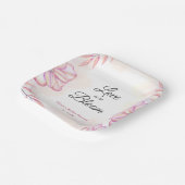 Liefde is in Bloom Waterverf Bloemen Vrijgezellenf Papieren Bordje (Gebogen)