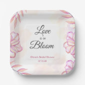 Liefde is in Bloom Waterverf Bloemen Vrijgezellenf Papieren Bordje (Voorkant)