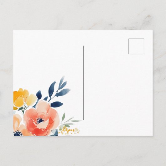 Liefde is in Bloom Waterverf Bloemen Vrijgezellenf Uitnodiging Briefkaart (Achterkant)