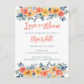 Liefde is in Bloom Waterverf Bloemen Vrijgezellenf Uitnodiging Briefkaart (Voorkant)