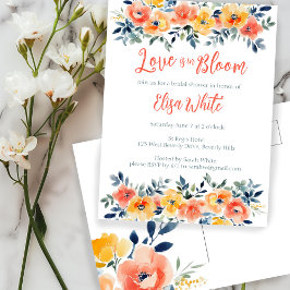 Liefde is in Bloom Waterverf Bloemen Vrijgezellenf Uitnodiging Briefkaart