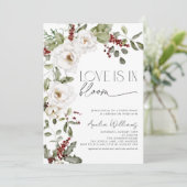 Liefde is in Bloom White Flowers Pine Winter Kaart (Staand voorkant)