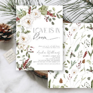 Liefde is in Bloom White Flowers Pine Winter Kaart