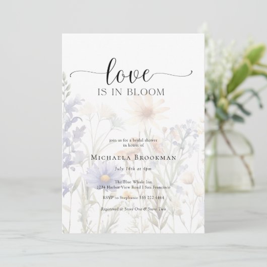 Liefde is in Bloom Wildflower BridaI Douche Kaart (Staand voorkant)