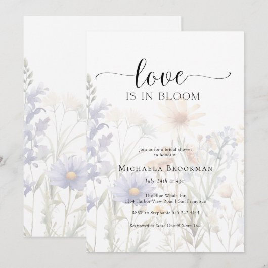 Liefde is in Bloom Wildflower BridaI Douche Kaart (Voorkant / Achterkant)