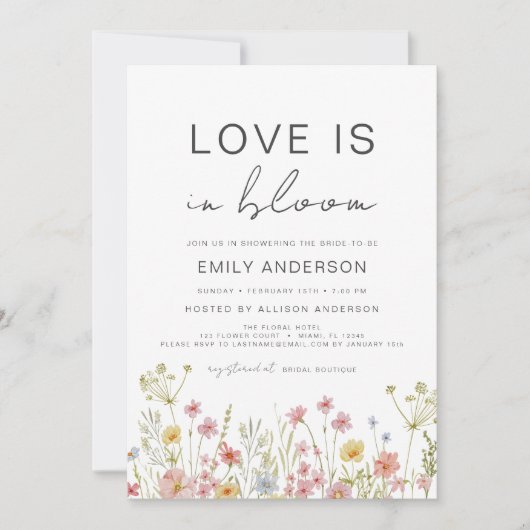 Liefde is in Bloom Wildflower Kleurrijk Vrijgezell Kaart (Voorkant)