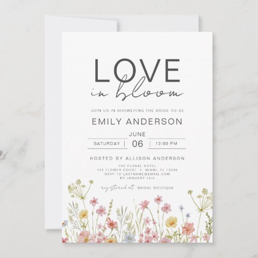 Liefde is in Bloom Wildflower Spring Vrijgezellenf Kaart (Voorkant)