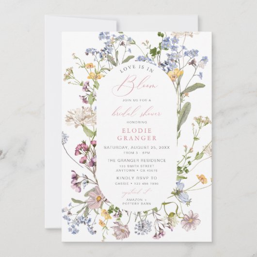 Liefde is in Bloom Wildflower Vrijgezellenfeest In Kaart (Voorkant)