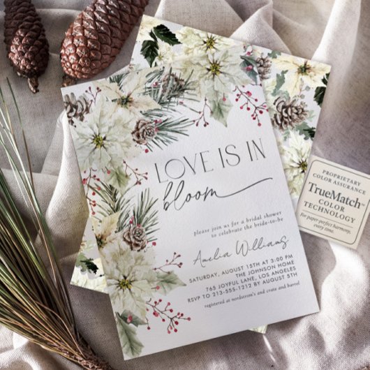 Liefde is in Bloom Winter Poinsettia Bloemen Kaart