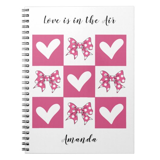 Liefde is in de Air Block Bow Heart Style Notitieboek (Voorkant)