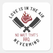 Liefde is in de lucht BBQ Vierkante Sticker (Voorkant)
