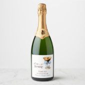 Liefde is in de lucht Blue Bow Coffee Bruidsborrel Sparkling Wijnetiket (Voorkant)