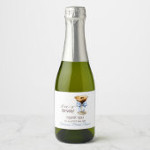 Liefde is in de lucht Blue Bow Coffee Bruidsborrel Sparkling Wijnetiket (Voorkant)