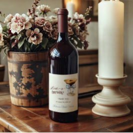 Liefde is in de lucht Blue Bow Coffee Bruidsborrel Wijn Etiket