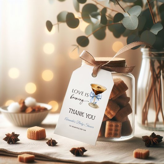 Liefde is in de lucht Blue Coquette Strik Bruidsme Cadeaulabel