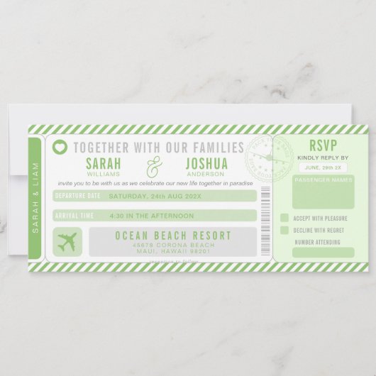 Liefde is in de lucht Boarding Pass Bruiloft Kaart (Voorkant)