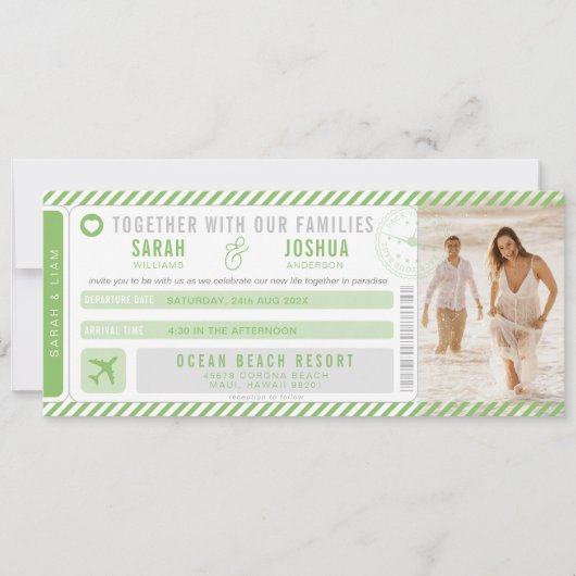 Liefde is in de lucht Boarding Pass Bruiloft Kaart (Voorkant)