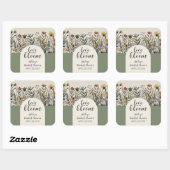 Liefde is in de lucht - Boho Bloemen Bruidsmeisjes Vierkante Sticker (Vel)