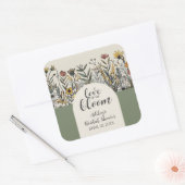 Liefde is in de lucht - Boho Bloemen Bruidsmeisjes Vierkante Sticker (Envelop)