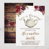 Liefde is in de Lucht | Bordeaux Theebruidsthee Kaart (Voorkant / Achterkant)