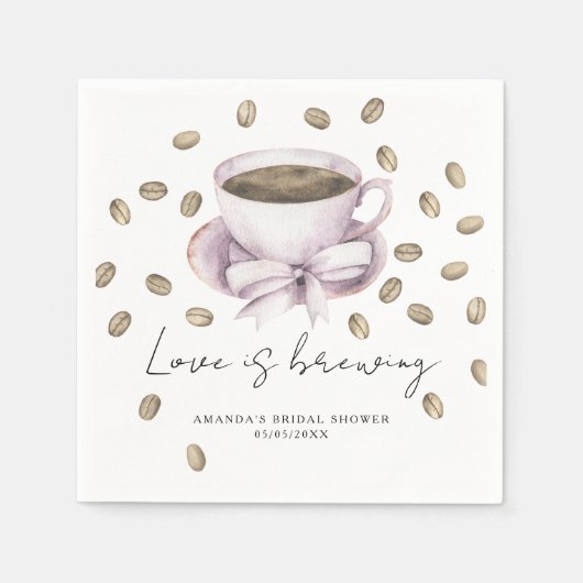 Liefde is in de lucht Bow Coffee Bruidsuitnodiging Servet (Voorkant)