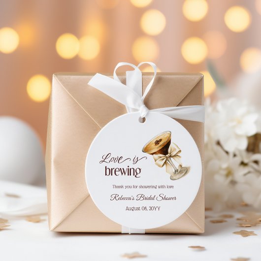 Liefde is in de lucht Bow Espresso Martini Bruidsd Bedankjes Labels