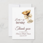 Liefde is in de lucht Bow Espresso Martini Bruidsd Bedankkaart (Voorkant)