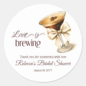 Liefde is in de lucht Bow Espresso Martini Bruidsd Ronde Sticker (Voorkant)