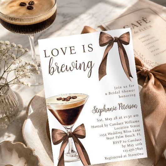 Liefde is in de lucht Bow Espresso Martini Bruidsf Kaart