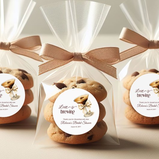 Liefde is in de lucht Bow Espresso Martini Bruidsf Ronde Sticker