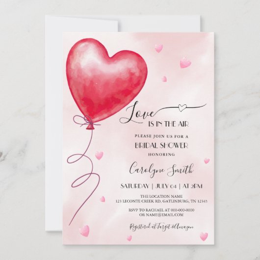 Liefde is in de lucht Bruids Douche Uitnodiging (Voorkant)